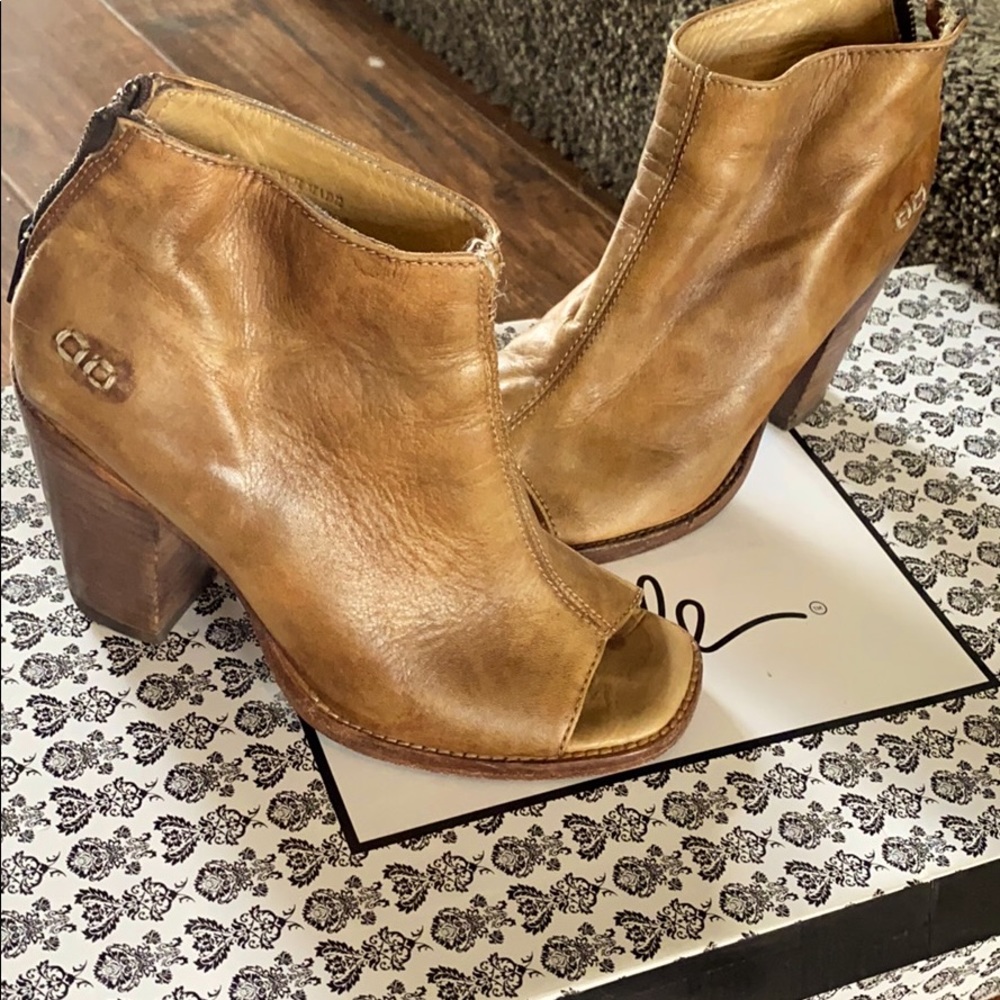 Bed Stu peep toe camel bootie size 7.5